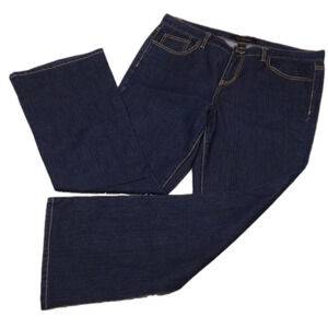 Calvin Klein Jeans Blue Dark Wash Five Pocket Mid Rise Flare Leg Denim Jean